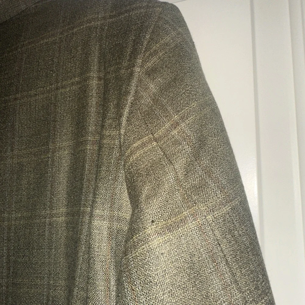 VTG John Nordstrom Sport Coat Mens 43L Tan Brown Plaid Wool Three‎ Button Blazer